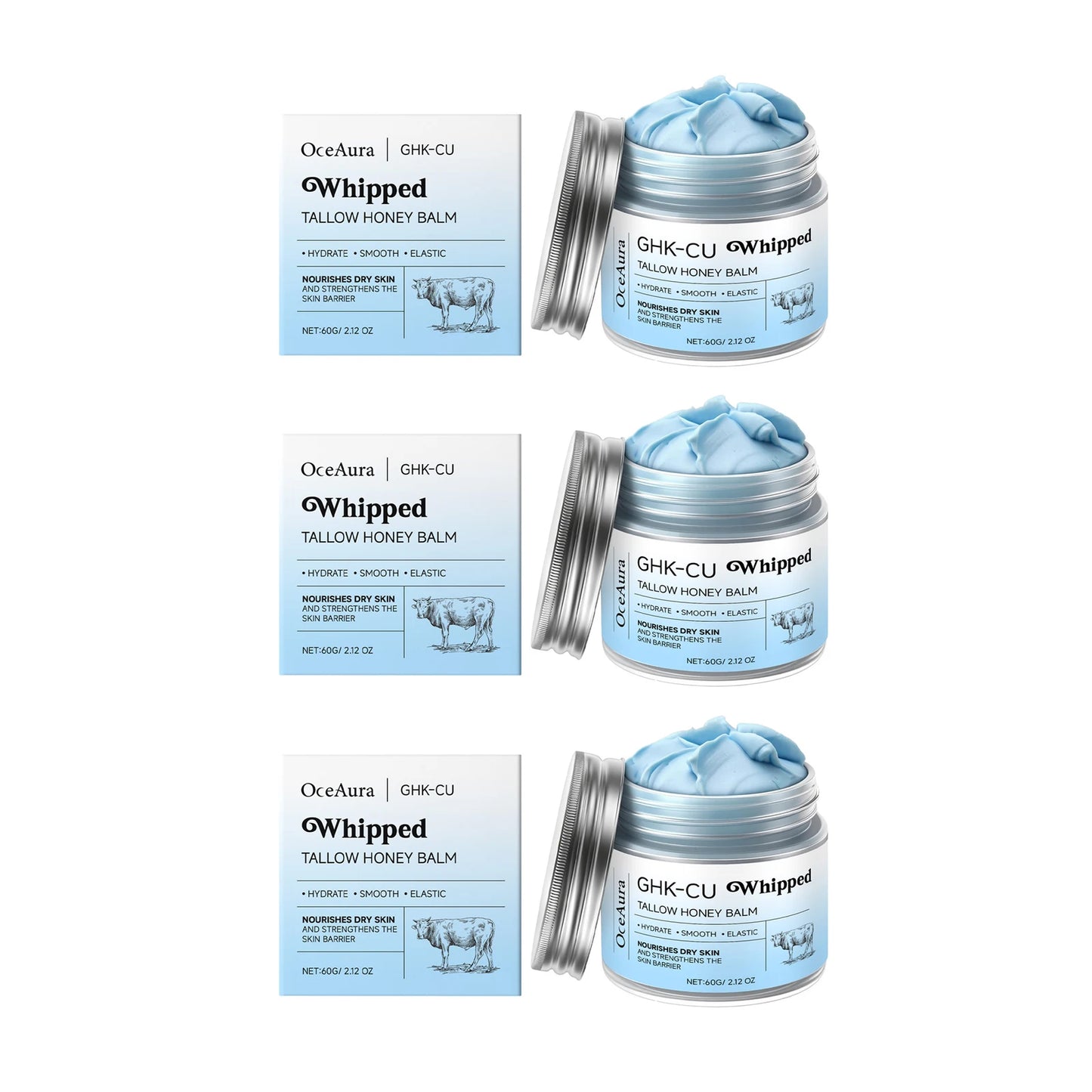 GHK-Cu Infused Beef Tallow Honey Balm – Deep Hydration and Brightening Whipped Cream for All Skin Types