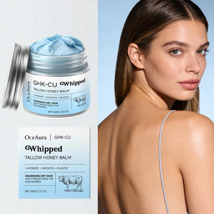 GHK-Cu Infused Beef Tallow Honey Balm – Deep Hydration and Brightening Whipped Cream for All Skin Types