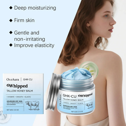 GHK-Cu Infused Beef Tallow Honey Balm – Deep Hydration and Brightening Whipped Cream for All Skin Types