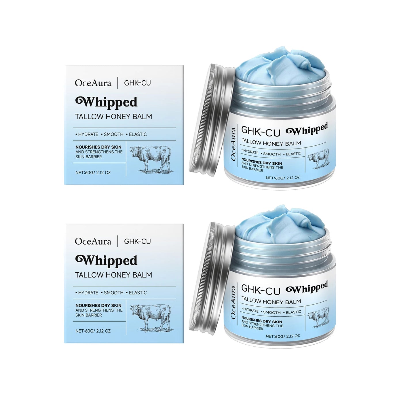 GHK-Cu Infused Beef Tallow Honey Balm – Deep Hydration and Brightening Whipped Cream for All Skin Types