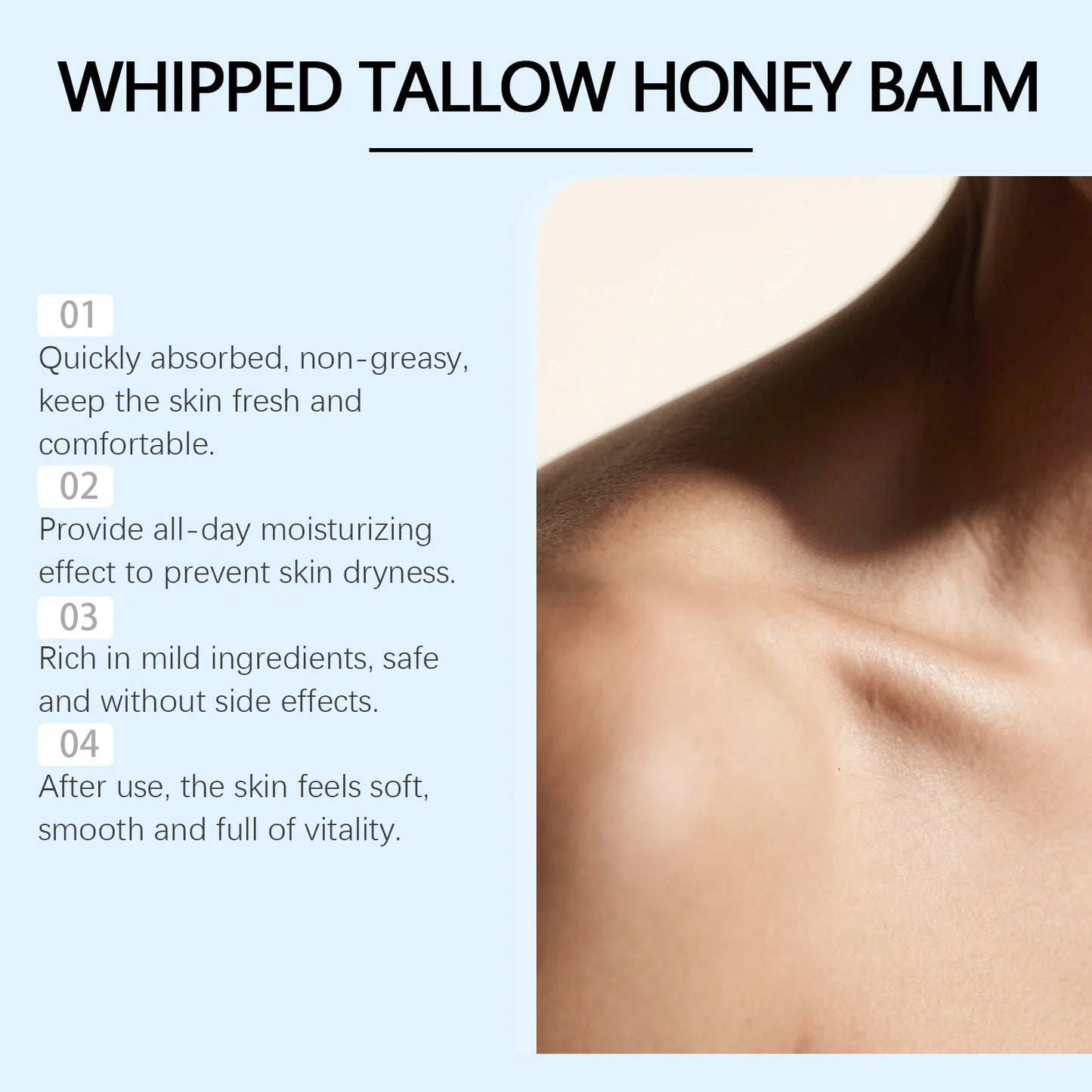 GHK-Cu Infused Beef Tallow Honey Balm – Deep Hydration and Brightening Whipped Cream for All Skin Types